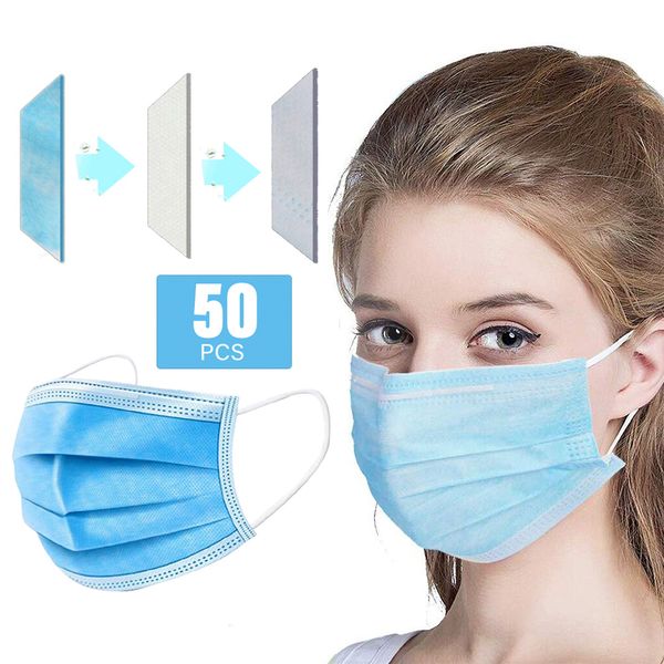 

in stock 800 pcs dust-proof masks with elastic earrings 3 layers disposable anti dust virus mouth protective face masks dhl ship