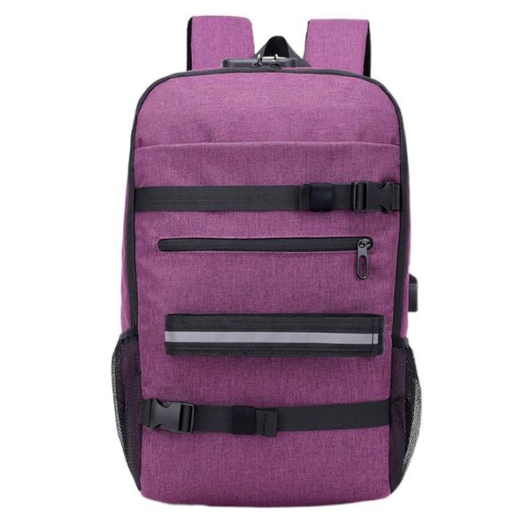 Homens mulheres anti -roubo skate mochila laptop esportes USB Charging Strap Ajuste Strap Students Zipper Longboard School