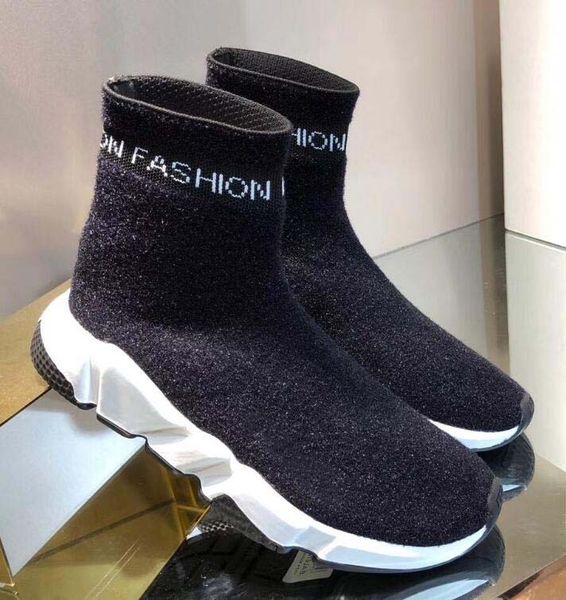 

beat designer sneakers en maille stretch speed trainer black tan men speed mid-trainer sock sneakers casual shoes runners shoes a33