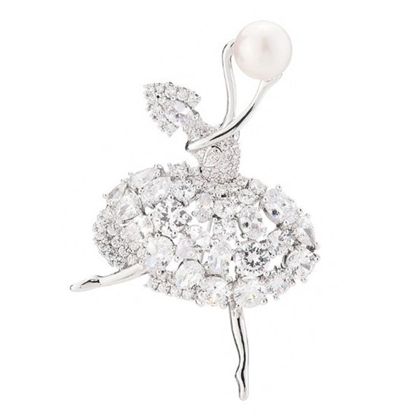 

retro crystal brooch creative angel girl brooch wild clothing scarves pin party, Gray