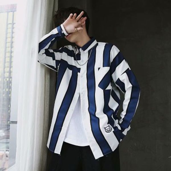 

fashion new men long sleeve shirts male striped classic-fit comfort soft casual button-down shirt casual male shirt, White;black