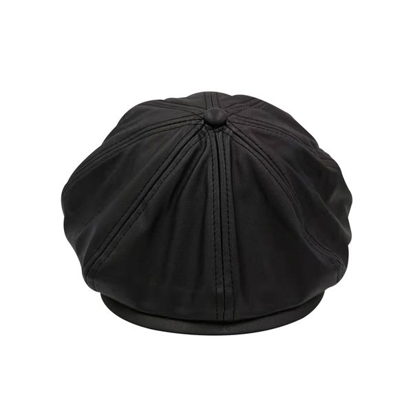 

autumn winter newsboy caps men and women warm pu material octagonal hat for male detective hats retro flat caps, Blue;gray