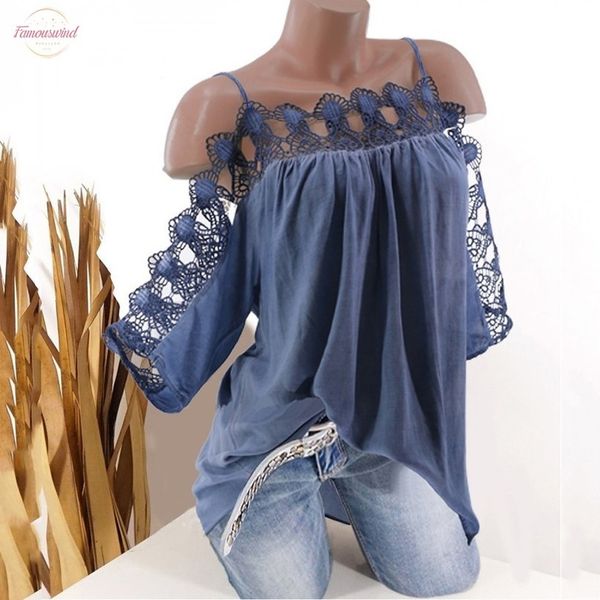 

s 5xl women blouse lace short sleeve cold polyester shoulder strappy summer womens blouses and hollow out ladies mujer, White