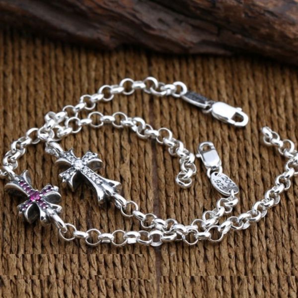 

brand new 925 sterling silver vintage jewelry antique silver hand-made designer sterling silver cross bracelet, Golden;silver