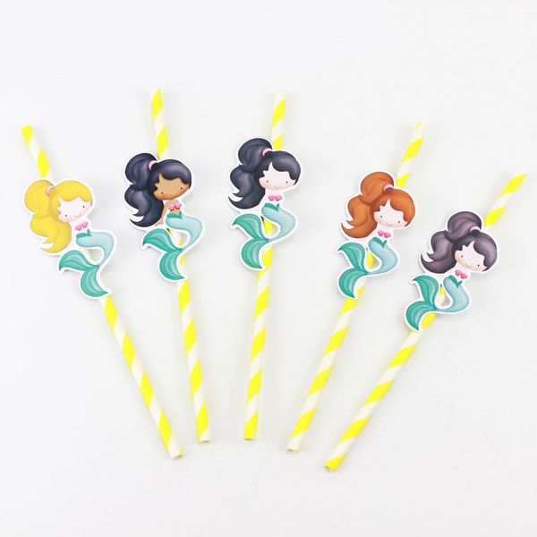

pretty mermaids straw 20pcs paper straws birthday party festive supplies decoration paper drinking straws holiday straws