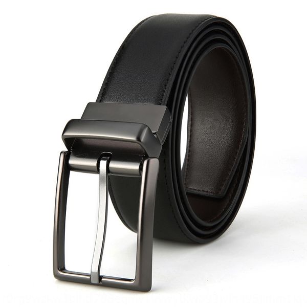 

rotary pin buckle double-sided cowhide men's rotary pin buckle belt genuine leather casual sewing belt, Black;brown