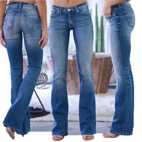 

bomby women's jeans slimming skinny flared jeans women's pants, Blue