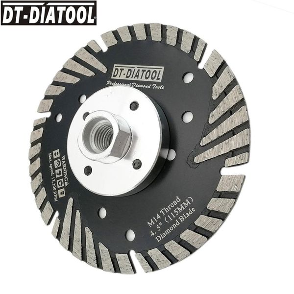 

dt-diatool 4.5"/115mm diamond turbo wheel slant protection teeth saw blade cutting disc for granite marble m14 or 5/8-11 thread