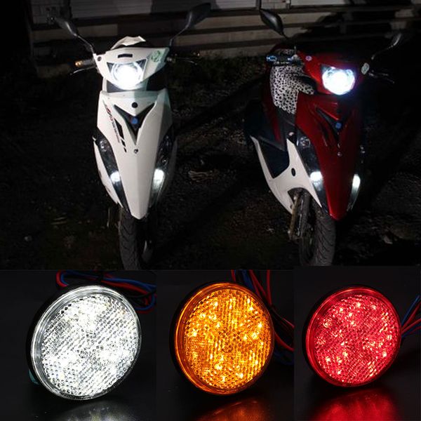 

round lens reflector motorcycle waterproof license plate light led brake