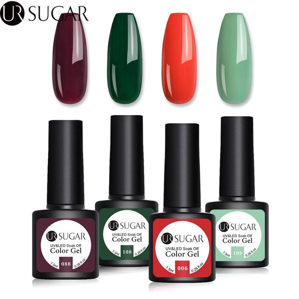

ur sugar 4pcs uv gel polish set spring summer series semi permanent pure nail color gel nail varnish soak off uv led lacquer, Red;pink