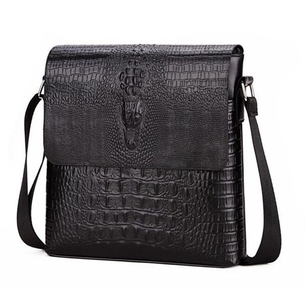 

new men's alligator pattern flap shoulder bags for men messenger bag business crossbody bag crocodile bolsa(black