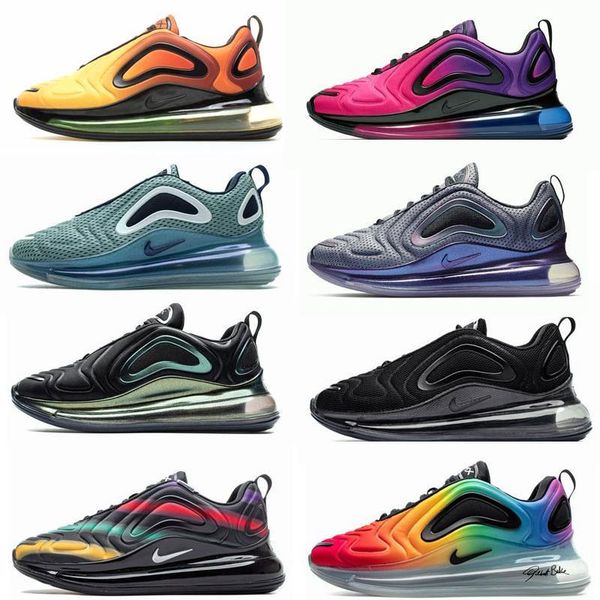 

1new 720 running shoes air cushioned men women neon triple black carbon grey 72c be true wolf grey university sea forest chaussures sneakers