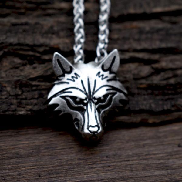 

sanlan celtics viking wolf necklace protection odin rune pendant necklaces, Silver