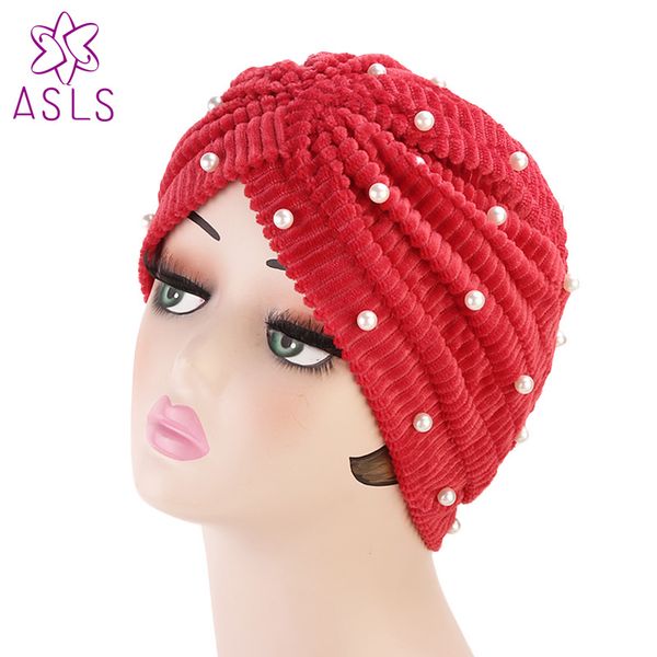 

fashion luxury women beaded coral fleece velvet pleated turban headband chemo headwear muslim hijab turbante hat