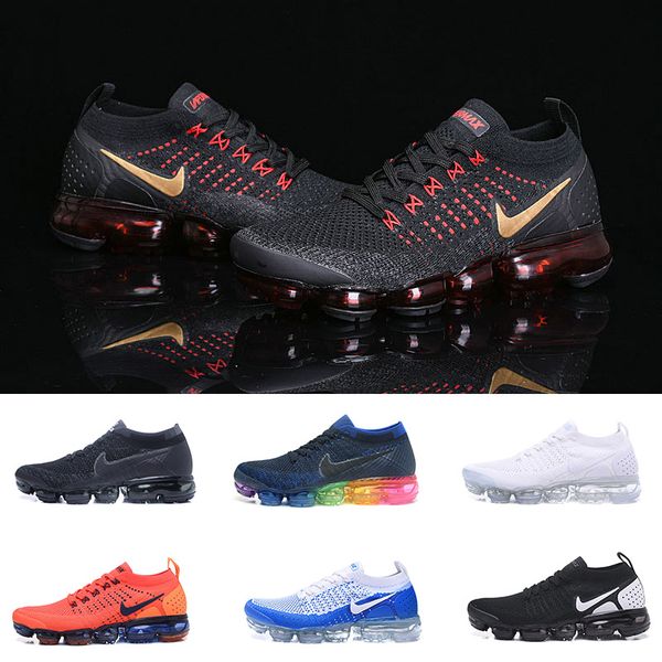 

air vapormax off white 1.0 2.0 flyknit zebra running shoes vapormax air cushion knit multi-color orbit volt tn men women trainers