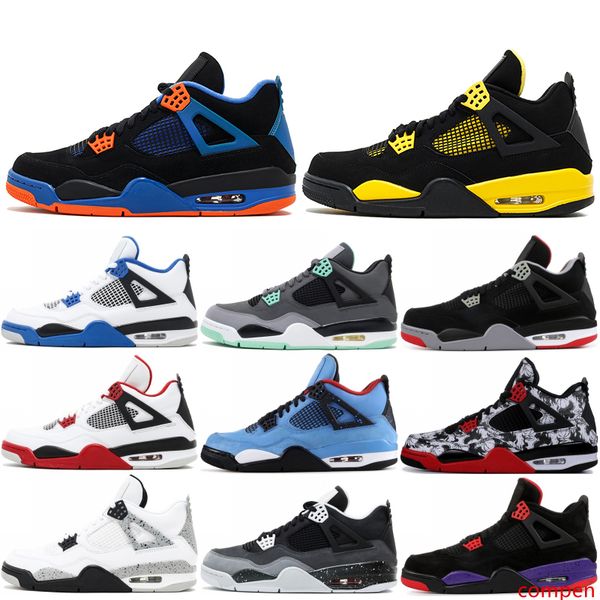

4 4s men designer basketball shoes oreo thunder cavs white cement royal blue pure money 4s classic sports sneakers us 7-13