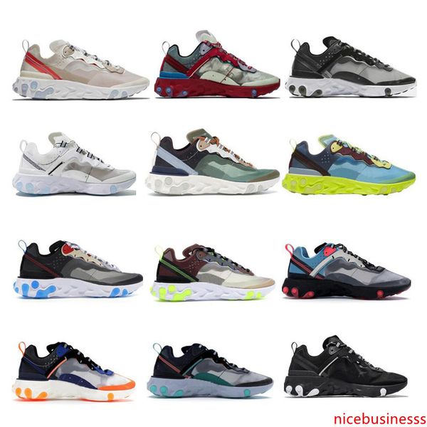 

2019 epic react element 87 undercover men running shoes undercover green stripe black women designer shoes sport sneakers 5.5-11