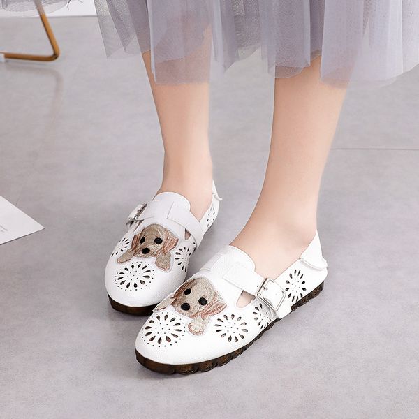 

2020 new arrival spring and autumn casual fashion buckle strap breathable flat shoes women round toe solid color wild w33-21, Black