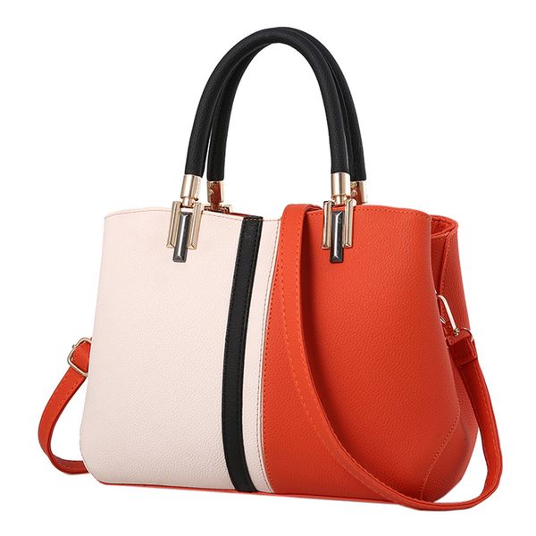 

large capacity elegant ladies leisure contrast color handbag pv leather streetwear bags women's fashion crossbody bags female