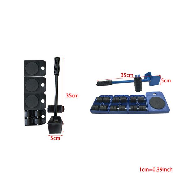 

heavy furniture mover tool set heavy stuffs moving tool furniture transport lifter 4 wheeled mover roller+1 wheel bar hand too