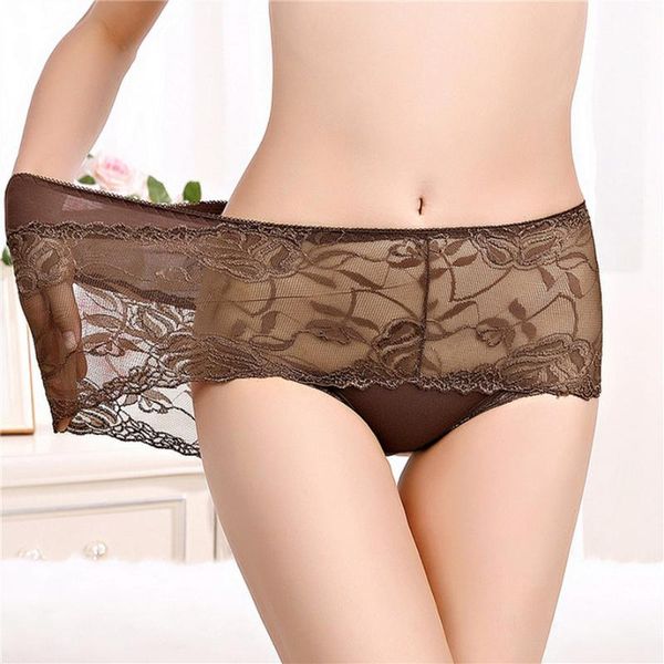 

высокий эластичный шнурок hollow трусы среднего талия transparent бесшовные тонких трусы дышащего кружево белье plus xl / xxl трусы, Black;pink