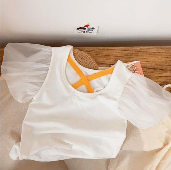 

2020 new girls patchwork t-shirt summer fashion cotton girls 2-7t qa843, Blue