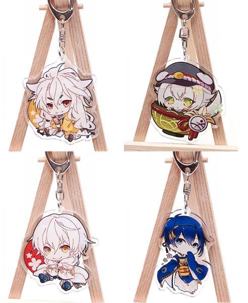 

anime touken ranbu online cartoon two-sided printed acrylic pendant cosplay prop keychain decor gift keyring collectible 1pc, Silver