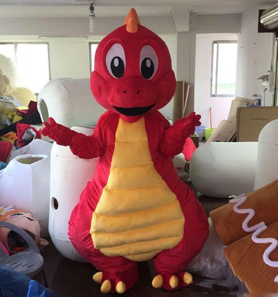 2019 venda Quente a cabeça cor vermelha dinossauro dino traje da mascote para adulto