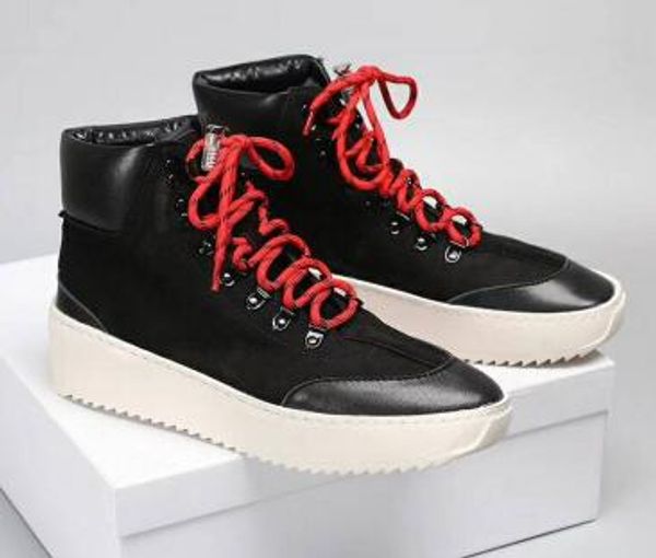 

2019 fog quality fear of god military sneakers hight army boots men and women fashion shoes martin boots d12, Black