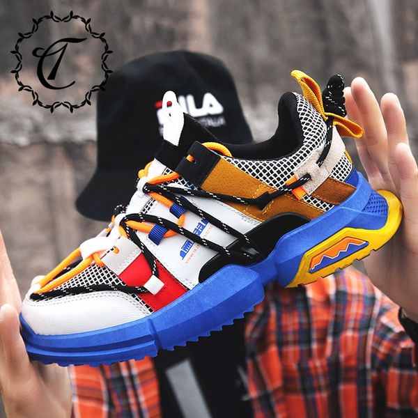 

catrica designer tennis men shoes fashion trainers chunky male sneakers 2019 black blue gray khaki l-1916