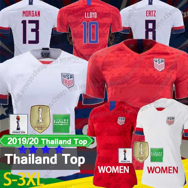 

2019 World Cup USA Soccer Jersey 4 star RAPINOE PULISIC DEMPSEY BRADLEY MORGAN Football WOOD Uniform States MEN Shirts
