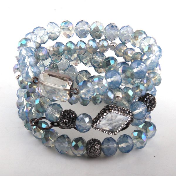 

fashion energy bracelets beautiful blue women bracelet set glass crystal pave bracelet, Golden;silver