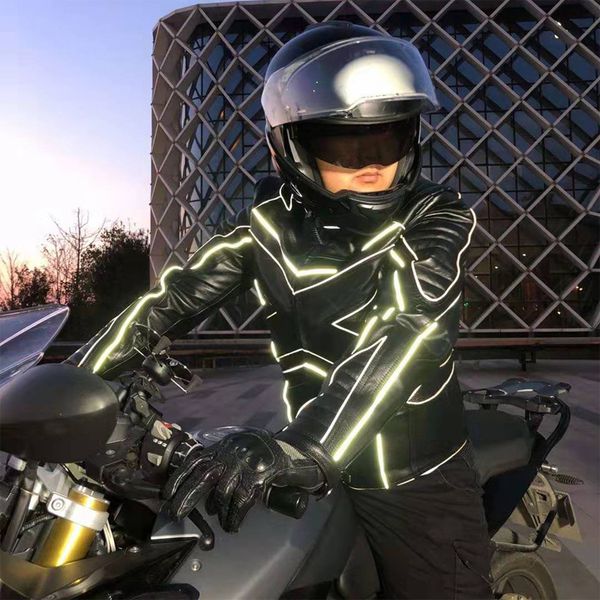 

росомаха же кожа мужской заголовок уровень коровьей мотоцикл езда натуральная кожа reflective jacket, Black