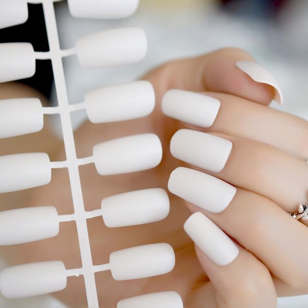 Squoval Matte Fake False Nail Tips Flat Top Froseted Medium Long Artificial Nails Bride Office Daily Wear Unghie Finte From Xiatian3, $34.98