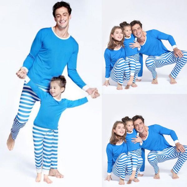 

Family Winter Pajamas Sleepwear Christmas Parent-child Blue Long sleeve Family Matching Outfits Sets
