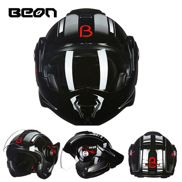 

the new beon flip up motorcycle helmet can be converted into retro helmet chrome blue double lens modular full face helmets 702