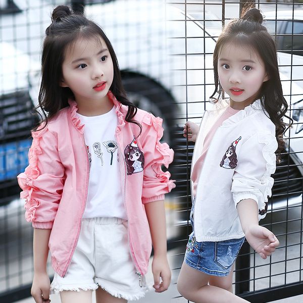 

children clothes 2017 new girls coat kids summer chiffon sun protection cardigan jacket uv sunscreen shirts child cartoon, Blue;gray