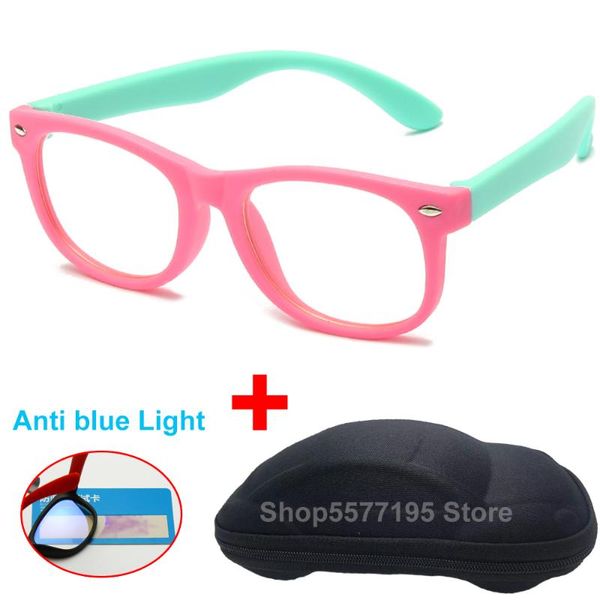 

anti blue light kids glasses boys girls optical frame computer transparent glasses children silicone soft eyeglasses with box, White;black