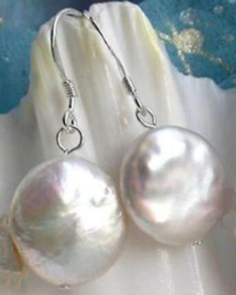 

6-20mm natural south sea golden shell pearl earrings, Silver