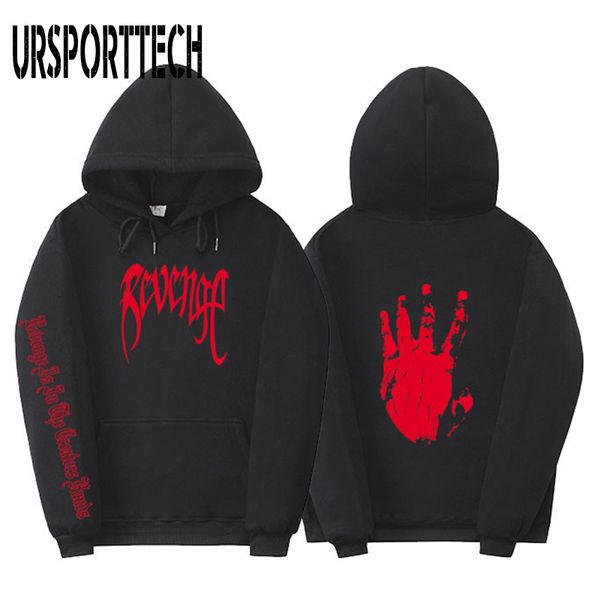 

xxxtentacion hoodies men spring autumn cotton long sleeve hooded sweatshirt mens alphabet palm print cotton hip hop hoodie, Black