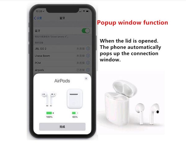 

2019 w1 chip ap battery pop up mini wirele bluetooth connect headphone earphone for ip 7 8 x x max pad mac watch
