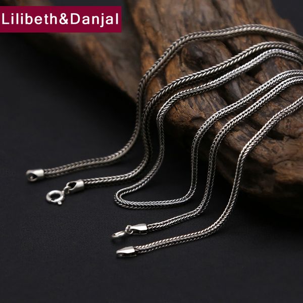 

2mm fox tail chain 925 sterling silver necklace men jewelry rope pendant necklace gift fine silver n6