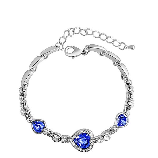 

korean love crystal bracelet fashion ocean heart honeymoon korean jewelry accessories bracelet crystal hot, Golden;silver