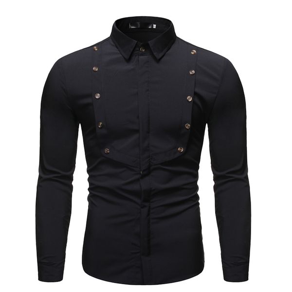 

new arrival men's formal long sleeve shirt casual shirts men button patchwork design personality wedding shirts, White;black