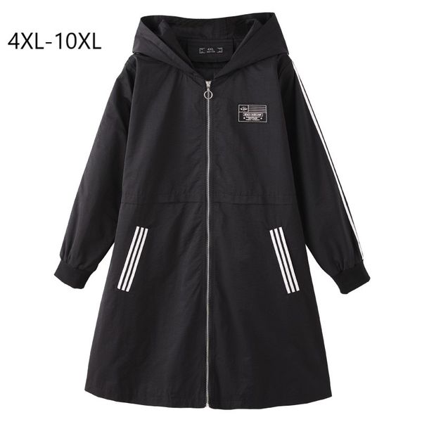 

plus size 10xl 9xl 8xl 4xl women spring long sleeves hooded coat female slim casual long trench, Tan;black