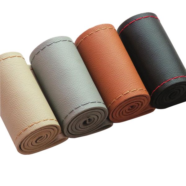 

gnupme steering wheel covers leather new universal 38 cm diy car case with needles and thread car cover diy styling 6 colors