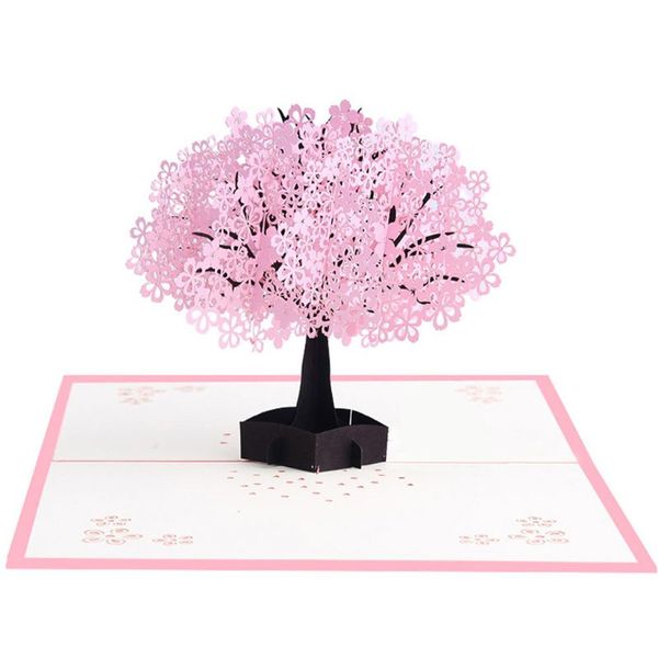 

3d greeting up card romantic cherry blossom couples birthday valentine gifts h55e