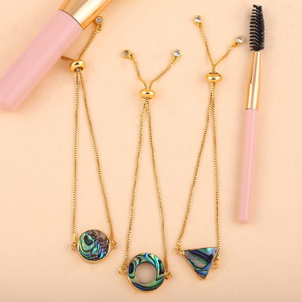 

natural abalone bracelet round cutout triangle geometric bracelet european and american-style pulling bracelet wholesale, Black