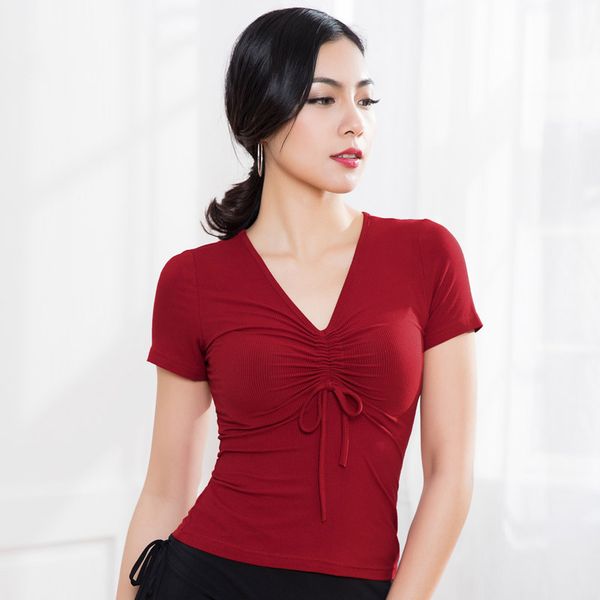 

original design drawstring comfort latin dance costumes for ladies beauty women females ballroom latin clothes 9202, Black;red