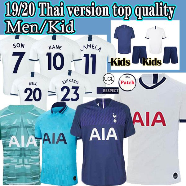 

thailand spurs soccer jersey kane son thailand 19 20 lucas eriksen dele son ndombele jerseys 2019-2020 men football shirts kids kit uniform, Black;yellow